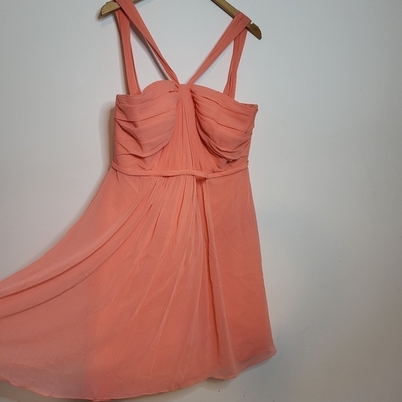 David's Bridal Bridesmaids Chiffon Short Dress Size 14 - Picture 4 of 13